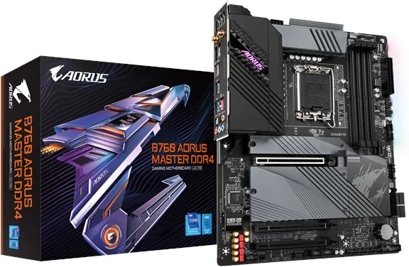 GIGABYTE B760 AORUS MASTER DDR4 Motherboard - Intel B760 - Intel LGA1700 socket - DDR4 RAM - ATX