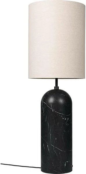GUBI Gravity Floor Lamp Black Marble and Canvas Shade XL High