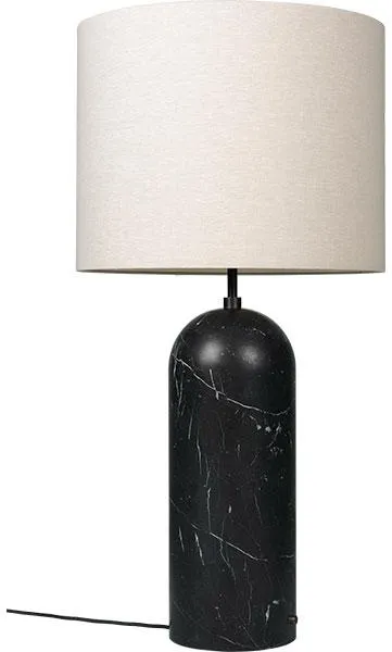 GUBI Gravity Floor Lamp Black Marble and Canvas Shade XL Low