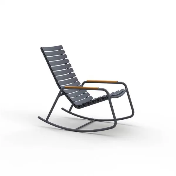 HOUE ReCLIPS rocking chair in recycled plastic w. Bamboo - Dark Grey