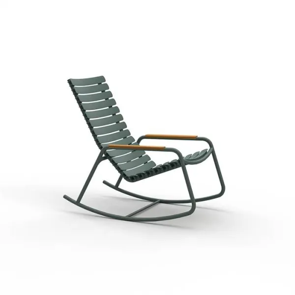 HOUE ReCLIPS rocking chair in recycled plastic w. Bamboo - Olive Green