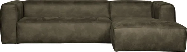 Bean, right-facing corner sofa, army green, H73x175x305 cm, leather