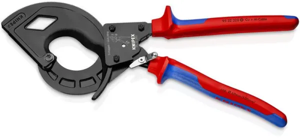 Knipex Cable Cutter (Ratchet principle, 3-speed) black atramentised, with multi-component handles 320 mm