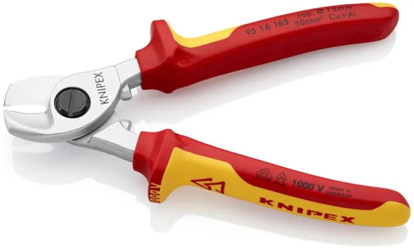 Knipex Cable Cutter chrome-plated, VDE-approved 165 mm