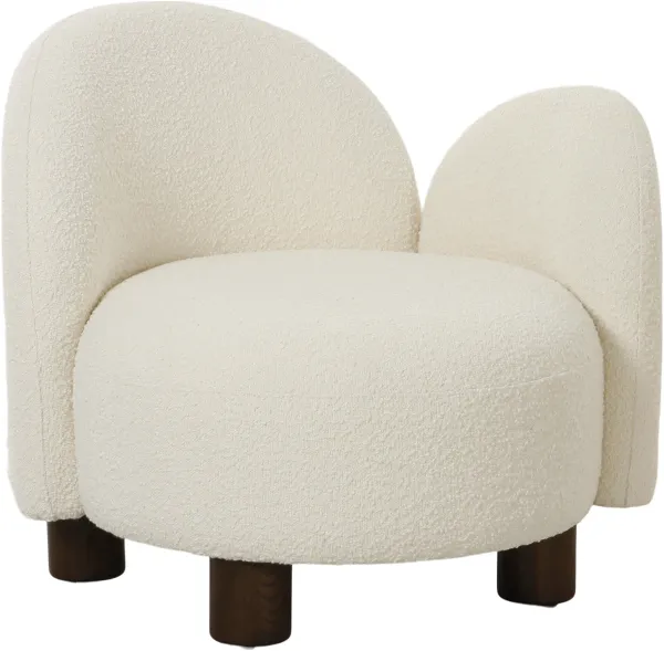 HOUSE NORDIC Honolulu lounge chair, left-facing, round - white bouclé upholstery in polyester