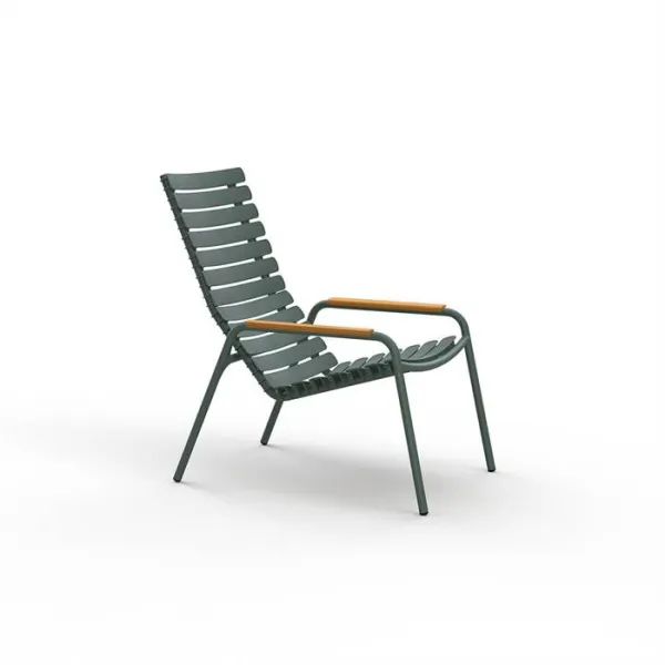 HOUE ReCLIPS lounge chair in recycled plastic with bamboo - Olive Green