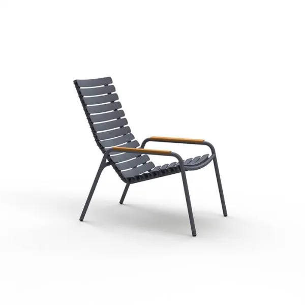 HOUE ReCLIPS lounge chair in recycled plastic with bamboo - Dark Grey