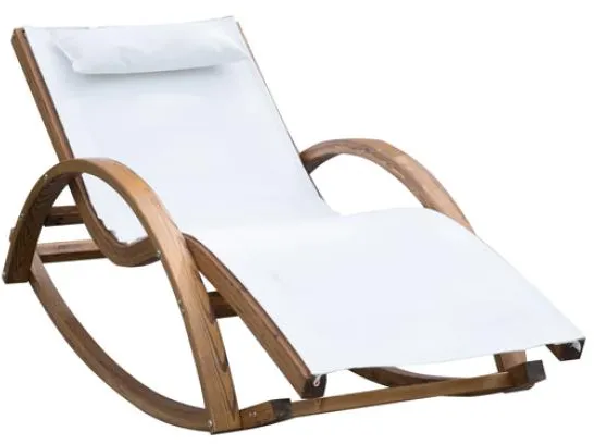 Homeville Lux sun lounger in larch wood with rocking function 150x60x50cm
