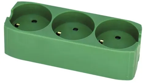 Gripo power strip with 3 sockets and grounding, Green