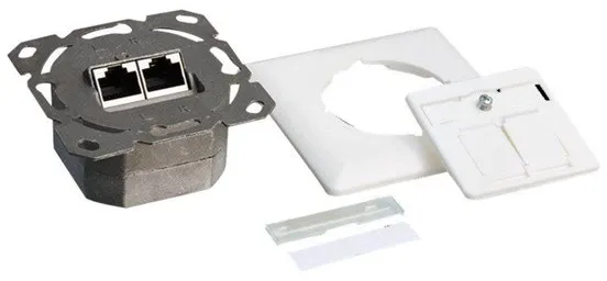 LogiLink Cat.6A wall socket 2 x RJ45 shielded signal white