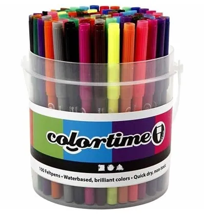 Creativ Company Bucket with 100 pens 18 colours